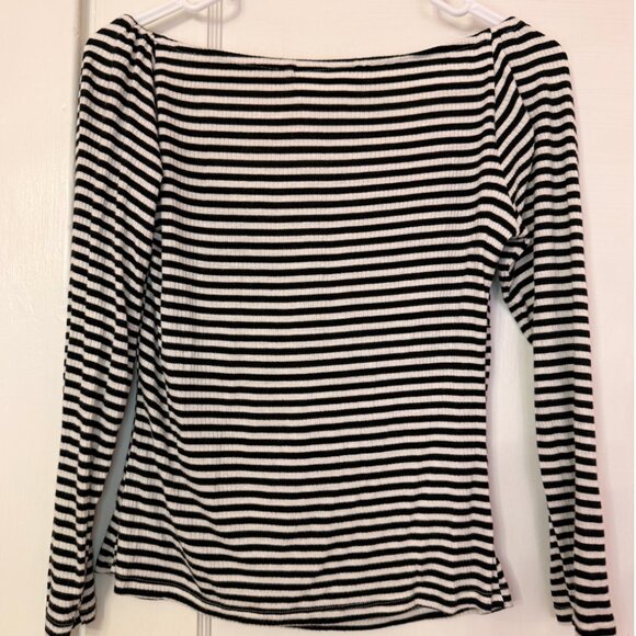 RARE Vixen by Micheline Pitt Striped Black and White Tie-me-up Top Medium - Picture 5 of 5